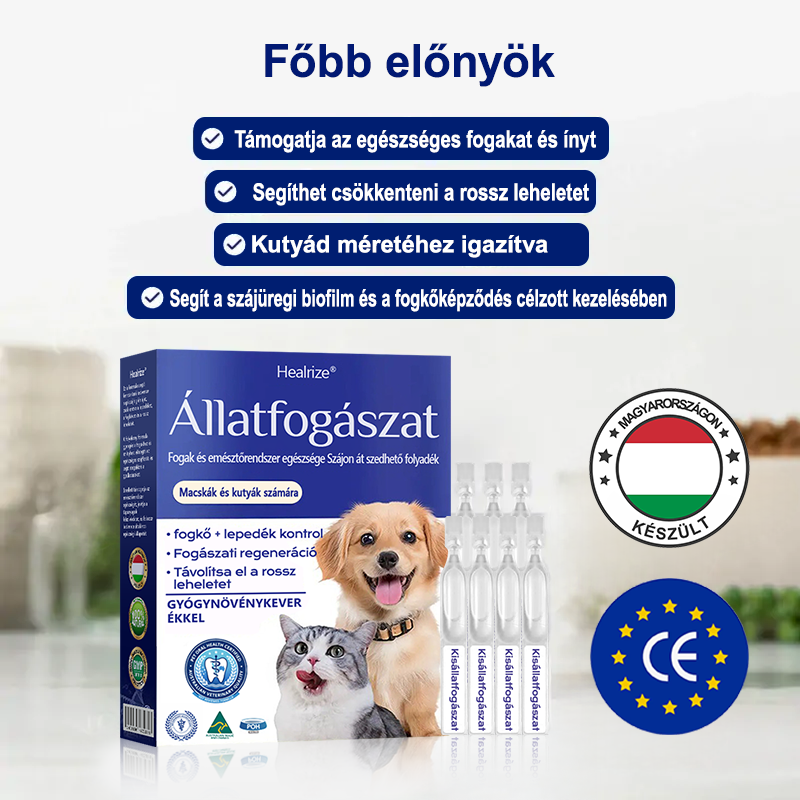 ✨🐶🐱[ Hivatalos Áruház] Healrize® Állati Fogászati és Emésztési Egészséget Támogató Orális Folyadék – Friss lehelet, fogkő eltávolítása és ínyregeneráció támogatása, a fogak stabilizálása (macskáknak és kutyáknak) – Ma 70% kedvezmény!