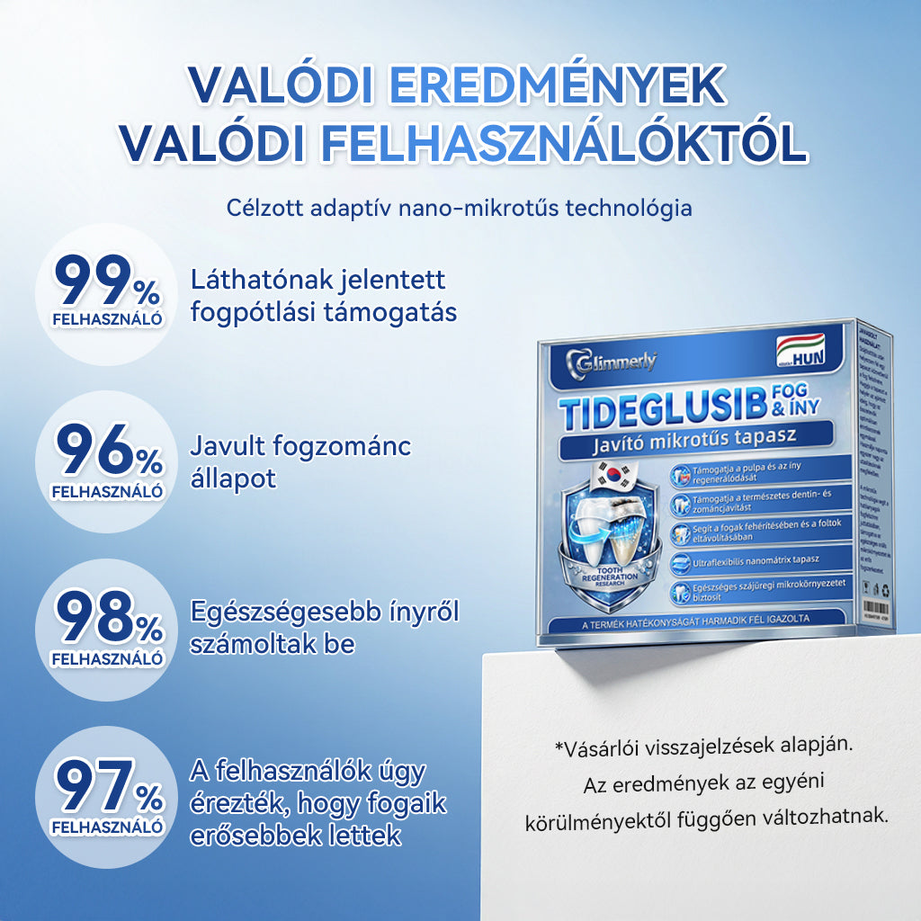 🦷𝐆𝐥𝐢𝐦𝐦𝐞𝐫𝐥𝐲® Tideglusib Fog & íny Javító mikrotűs tapasz | Fejlett őssejt-aktiváló fogcsíkok (újjáépíti a fogzománcot és a dentint • erősíti az ínyt • megszünteti a fogkövet és a szagokat • megállítja a fogérzékenységet)) 3.0
