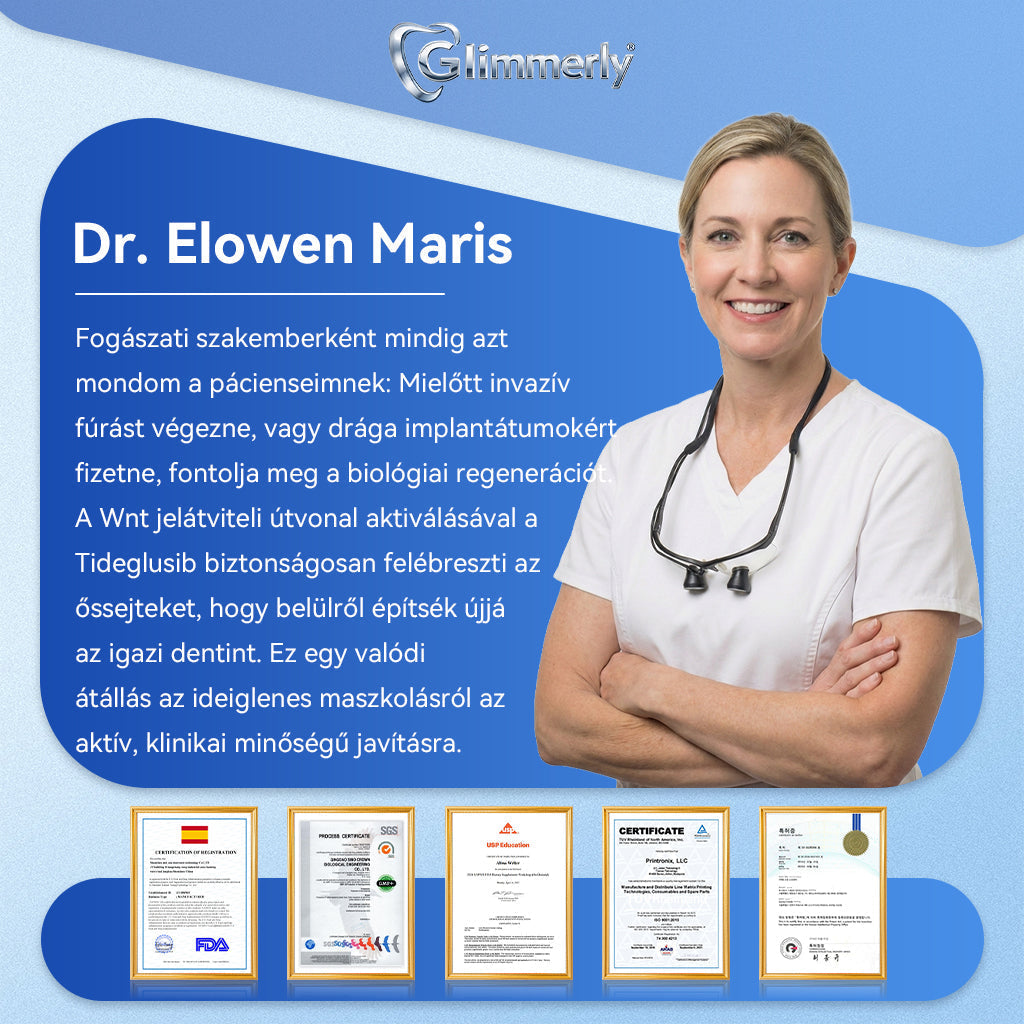 🦷𝐆𝐥𝐢𝐦𝐦𝐞𝐫𝐥𝐲® Tideglusib Fog & íny Javító mikrotűs tapasz | Fejlett őssejt-aktiváló fogcsíkok (újjáépíti a fogzománcot és a dentint • erősíti az ínyt • megszünteti a fogkövet és a szagokat • megállítja a fogérzékenységet)) 3.0