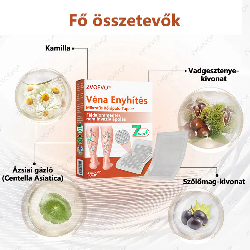 ☘️ Zvoevo® Vein Ease mikro-tűs ápoló tapasz (pókgerincvénák, visszér, duzzanat, fáradt lábak kezelésére)