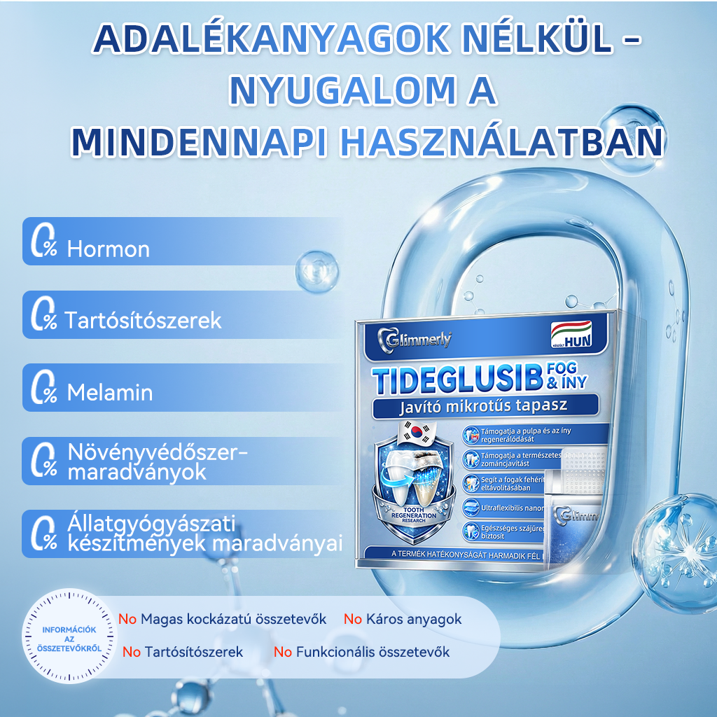 🦷🦷𝐆𝐥𝐢𝐦𝐦𝐞𝐫𝐥𝐲® Tideglusib Fog & íny Javító mikrotűs tapasz | Fejlett őssejt-aktiváló fogcsíkok (újjáépíti a fogzománcot és a dentint • erősíti az ínyt • megszünteti a fogkövet és a szagokat • megállítja a fogérzékenységet)) 3.0