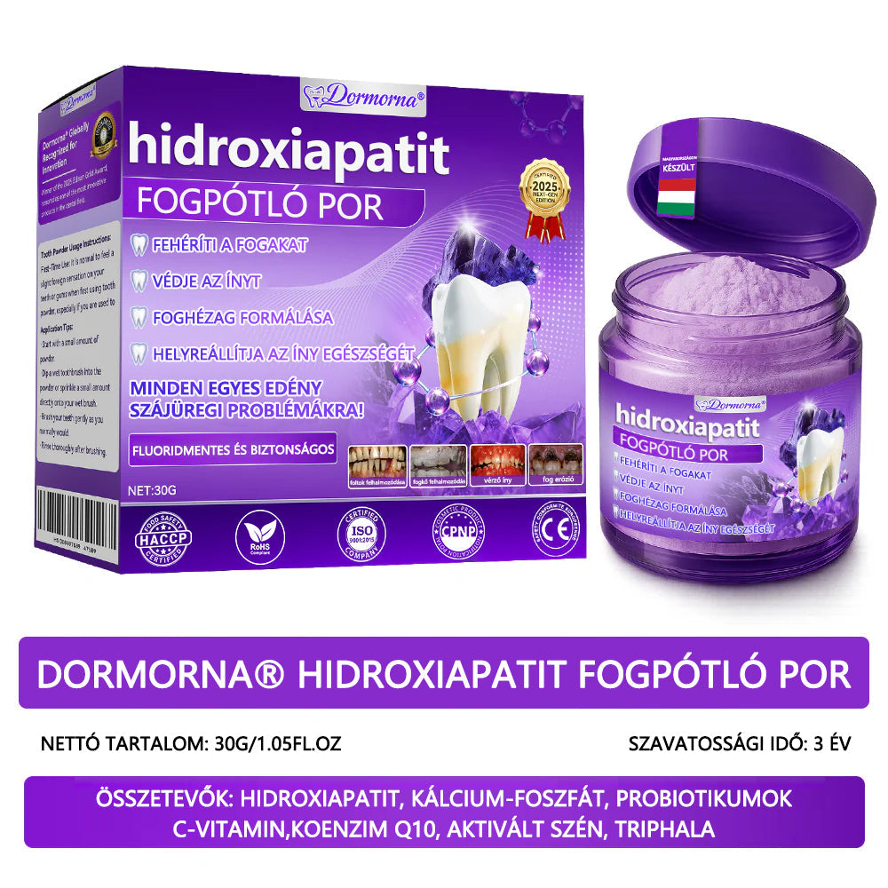 𝐷𝑜𝒓𝒎𝒐𝒓𝑛𝑎® Fogregeneráló és -javító por hidroxiapatittal 🦷 (hatékonyan javítja a fogszuvasodást, az ínyproblémákat, a fogak túlérzékenységét, a szájfekélyeket és a fogak sárgulását, átfogóan javítva a szájhigiéniát) 🍀