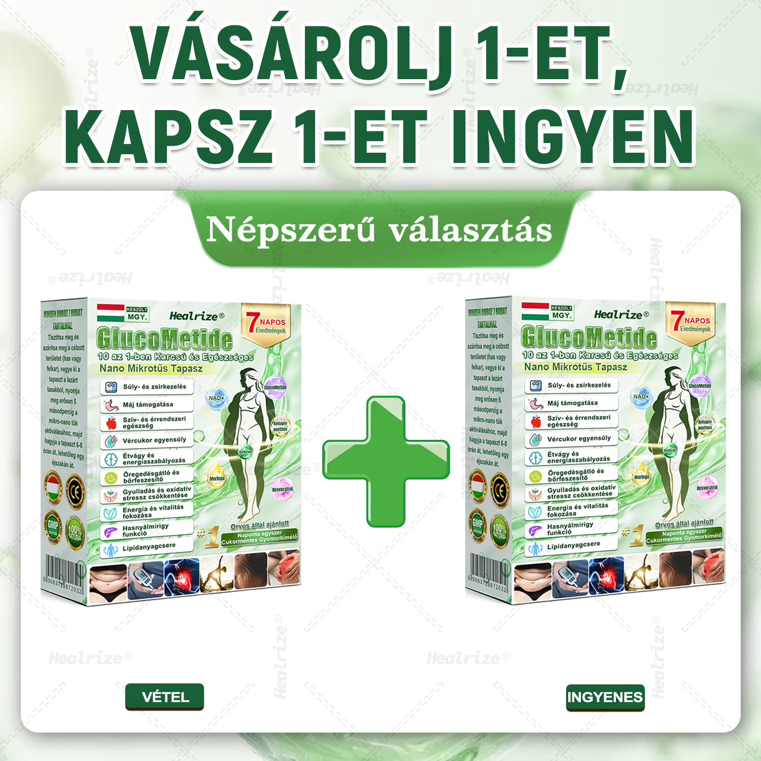 👩‍⚕️| 🧡 Healrize® GlucoMetide 10 az 1-ben Karcsú és Egészséges Nano Mikrotűs Tapasz 🇭🇺