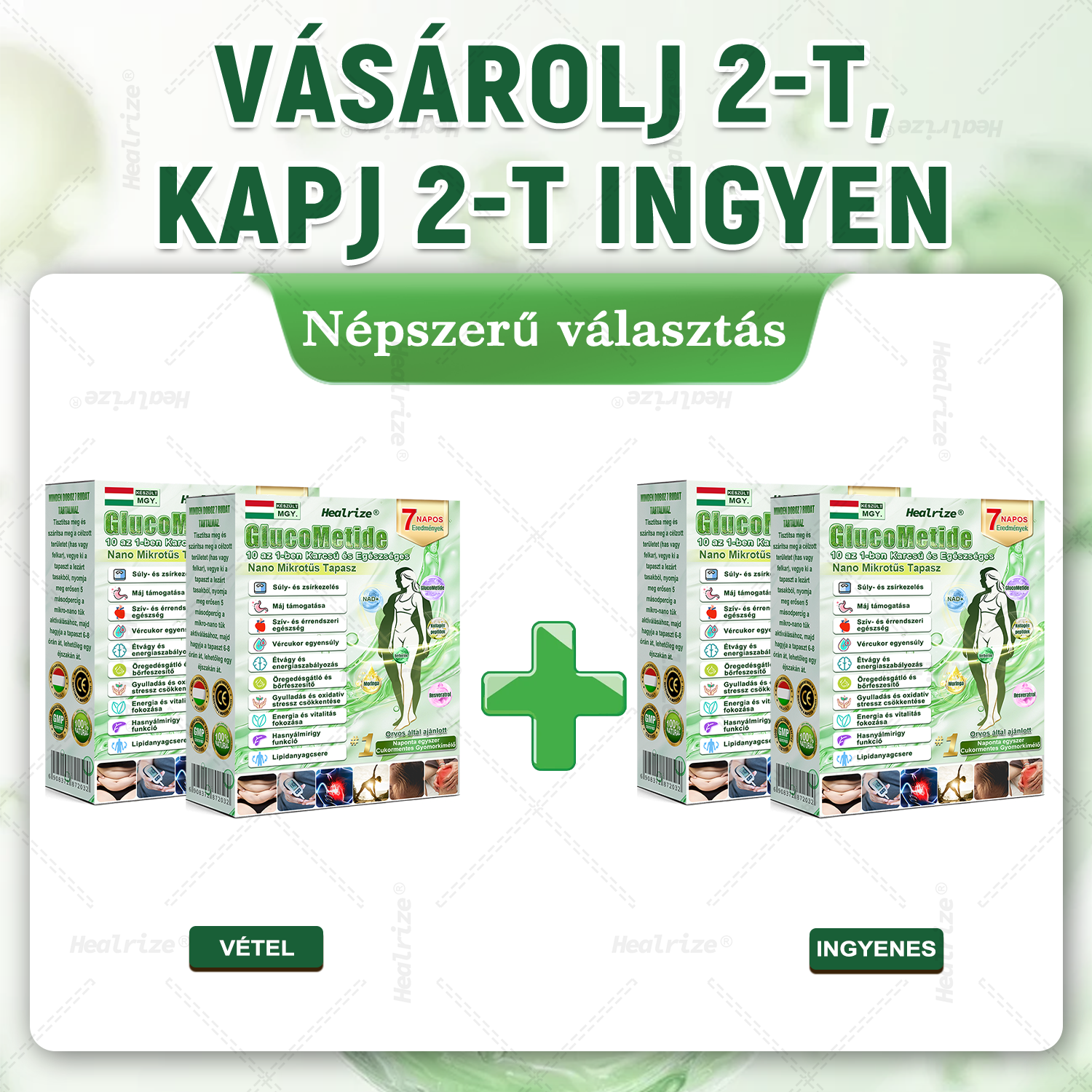 👩‍⚕️| 🧡 Healrize® GlucoMetide 10 az 1-ben Karcsú és Egészséges Nano Mikrotűs Tapasz 🇭🇺