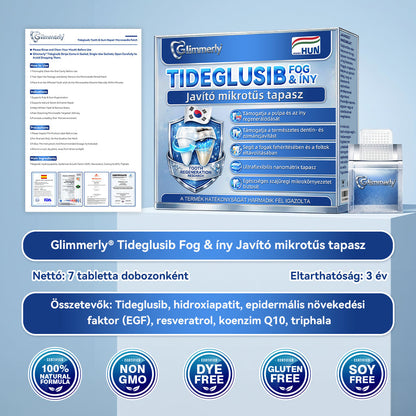 🦷🦷𝐆𝐥𝐢𝐦𝐦𝐞𝐫𝐥𝐲® Tideglusib Fog & íny Javító mikrotűs tapasz | Fejlett őssejt-aktiváló fogcsíkok (újjáépíti a fogzománcot és a dentint • erősíti az ínyt • megszünteti a fogkövet és a szagokat • megállítja a fogérzékenységet)) 3.0
