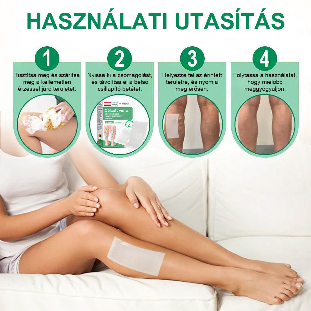 Twisma® VeinTarget – Fejlett mikro tapasz a visszerekre 🔥 96% klinikailag igazolt hatékonyság ⚡ Látható eredmények már 7–14 nap alatt 🌿 Kíméletes támogatás a könnyebb és felszabadult lábakért  🦵