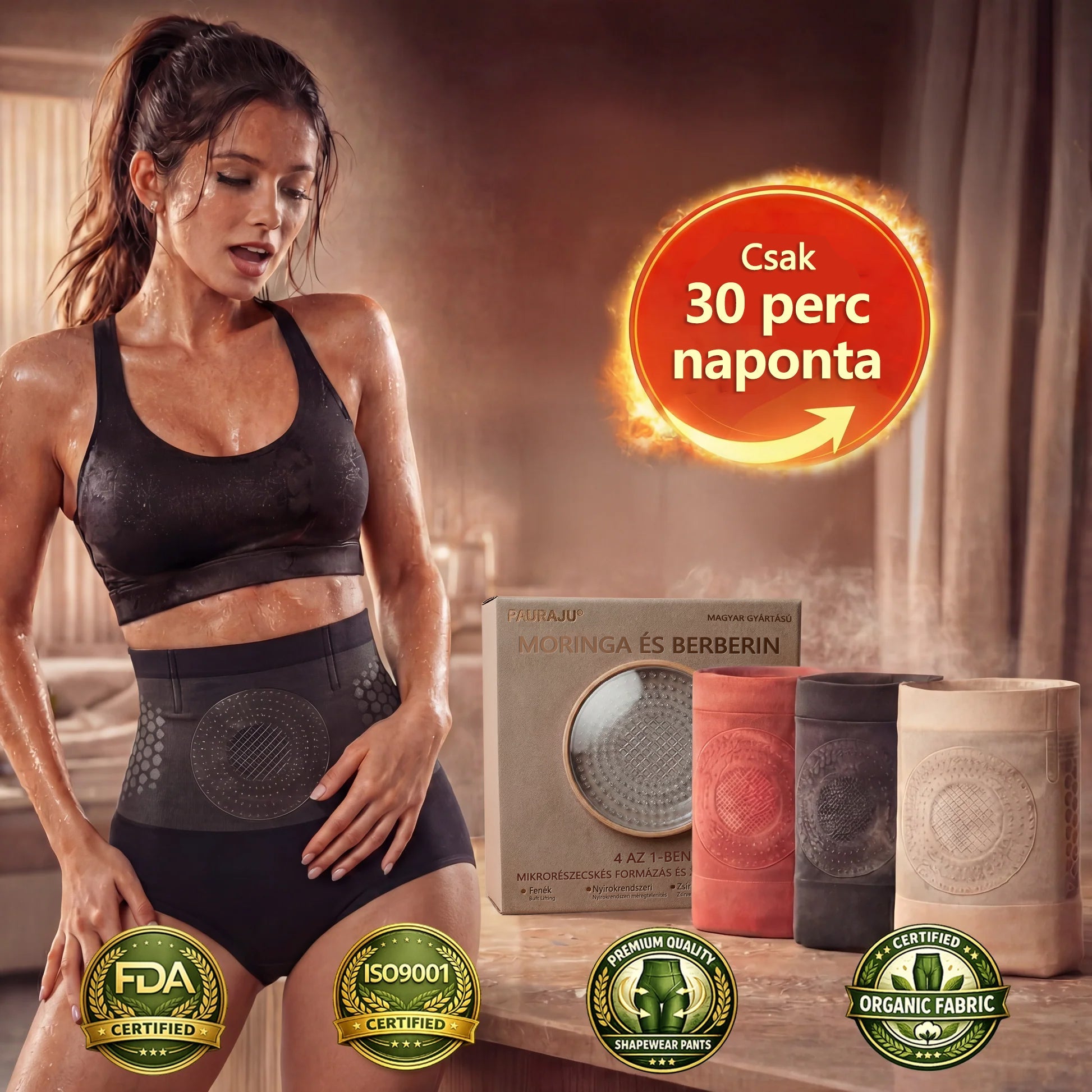 Hivatalos Márkabolt | ✅🛡️ 𝐏𝐀𝐔𝐑𝐀𝐉𝐔® 𝟐𝟎𝟐𝟔 Moringa & Berberine 4-az-1-ben Mikro-részecskés Formázó és Zsírégető Rövidnadrág🎉