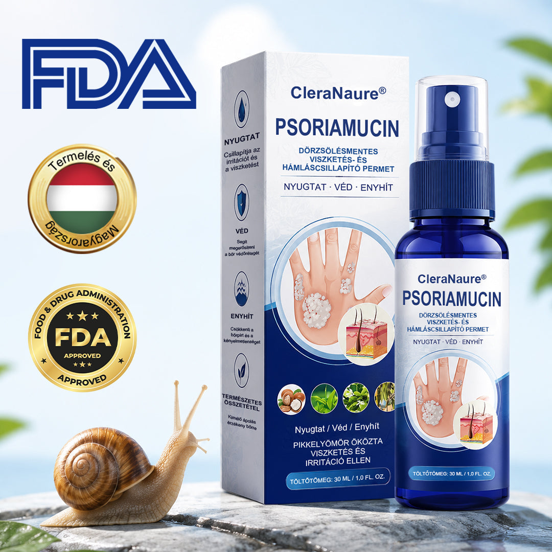 CleraNaure® PsoriaMucin Dörzsölésmentes Viszketés- és Pikkelyenyhítő Permet🎁