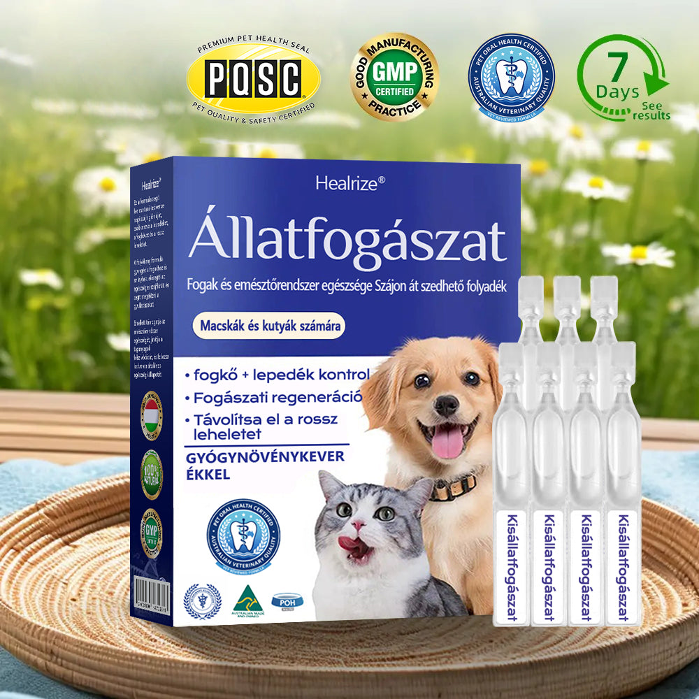 ✨🐶🐱[ Hivatalos Áruház] Healrize® Állati Fogászati és Emésztési Egészséget Támogató Orális Folyadék – Friss lehelet, fogkő eltávolítása és ínyregeneráció támogatása, a fogak stabilizálása (macskáknak és kutyáknak) – Ma 70% kedvezmény!