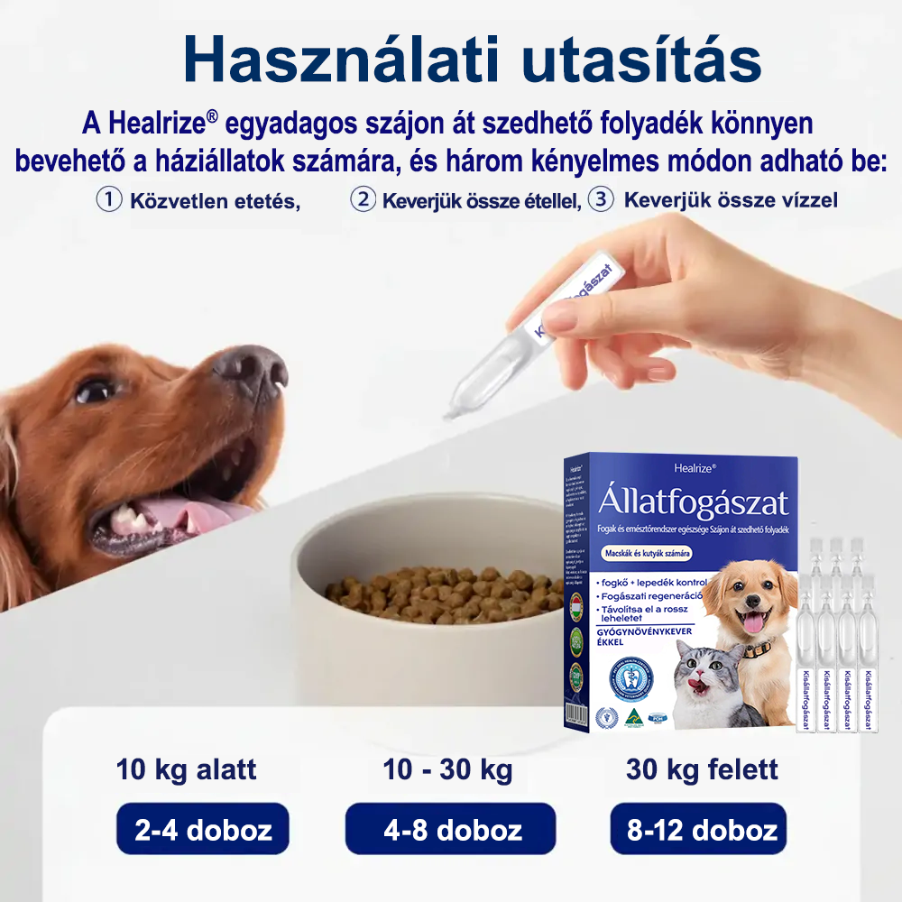 ✨🐶🐱[ Hivatalos Áruház] Healrize® Állati Fogászati és Emésztési Egészséget Támogató Orális Folyadék – Friss lehelet, fogkő eltávolítása és ínyregeneráció támogatása, a fogak stabilizálása (macskáknak és kutyáknak) – Ma 70% kedvezmény!