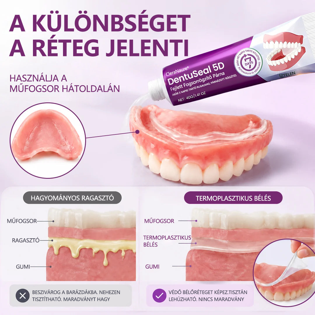 CleraNaure® DentuSeal 5D fejlett műfogsorrögzítő és párnázó ragasztó📦