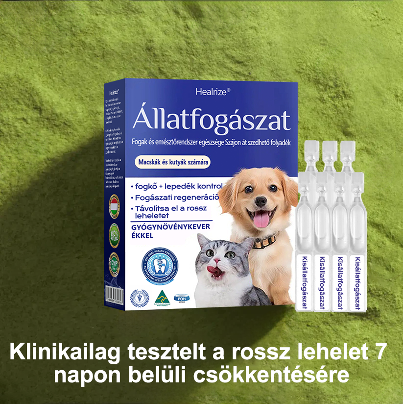 ✨🐶🐱[ Hivatalos Áruház] Healrize® Állati Fogászati és Emésztési Egészséget Támogató Orális Folyadék – Friss lehelet, fogkő eltávolítása és ínyregeneráció támogatása, a fogak stabilizálása (macskáknak és kutyáknak) – Ma 70% kedvezmény!