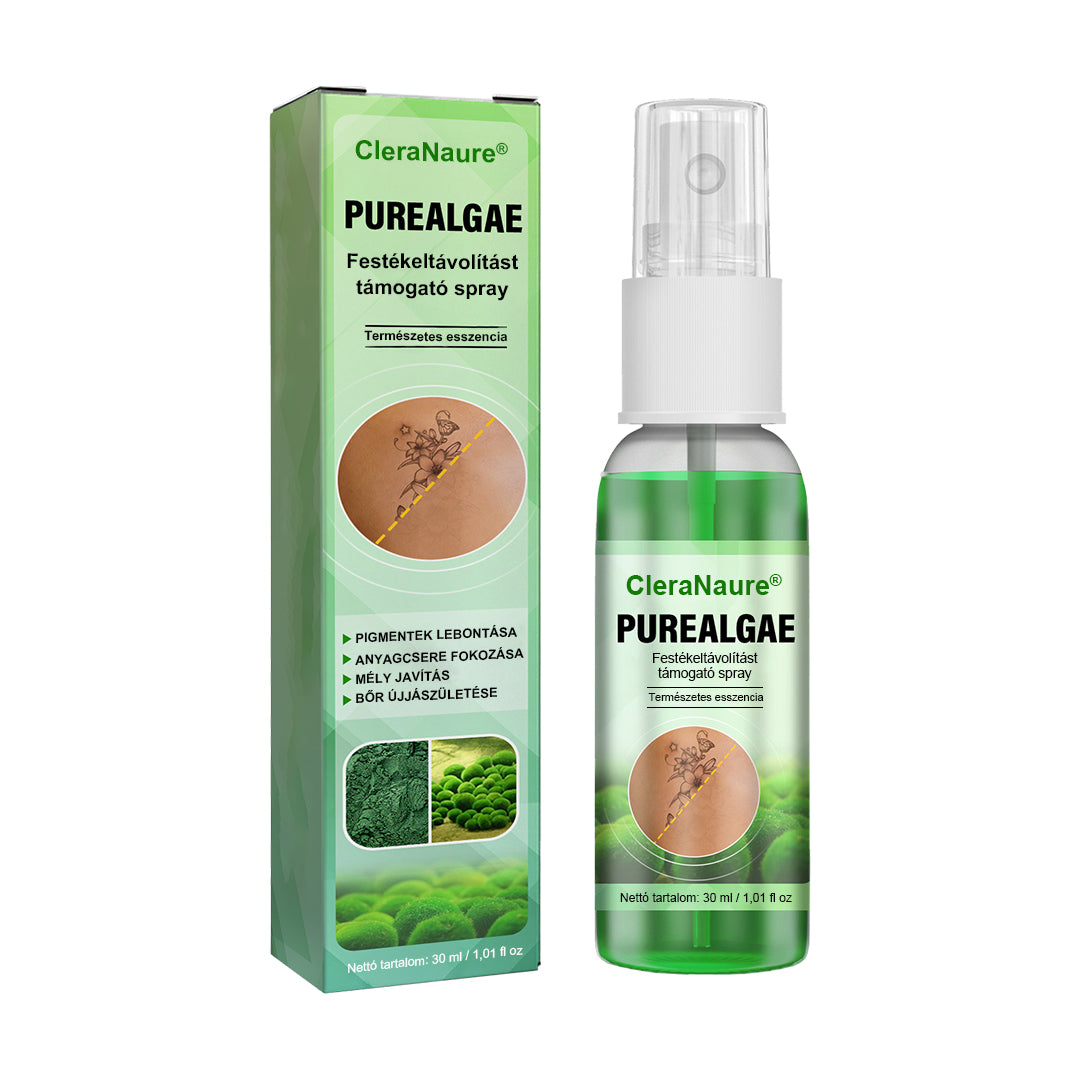 🛡️CleraNaure® Tiszta Algás Festékeltávolító Támogató Spray 🌿 — Búcsúzz el a régi tetoválópigmentektől 💚, Halványítsd a makacs festéket ✨, Helyreállítja és kisimítja a kezelt bőrt 💧, Lézermentes ✅, Próbáld ki most! 🔥