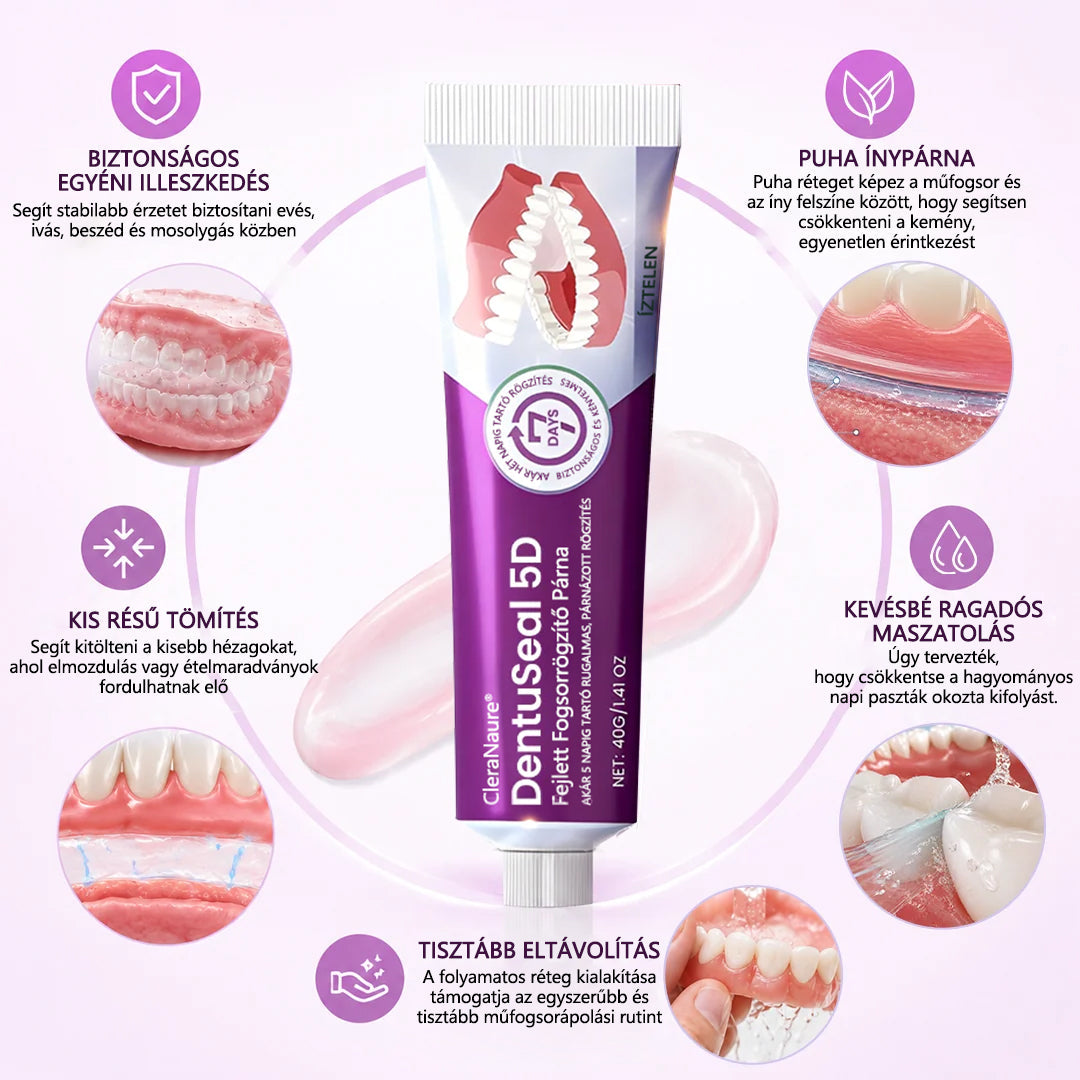 CleraNaure® DentuSeal 5D fejlett műfogsorrögzítő és párnázó ragasztó📦