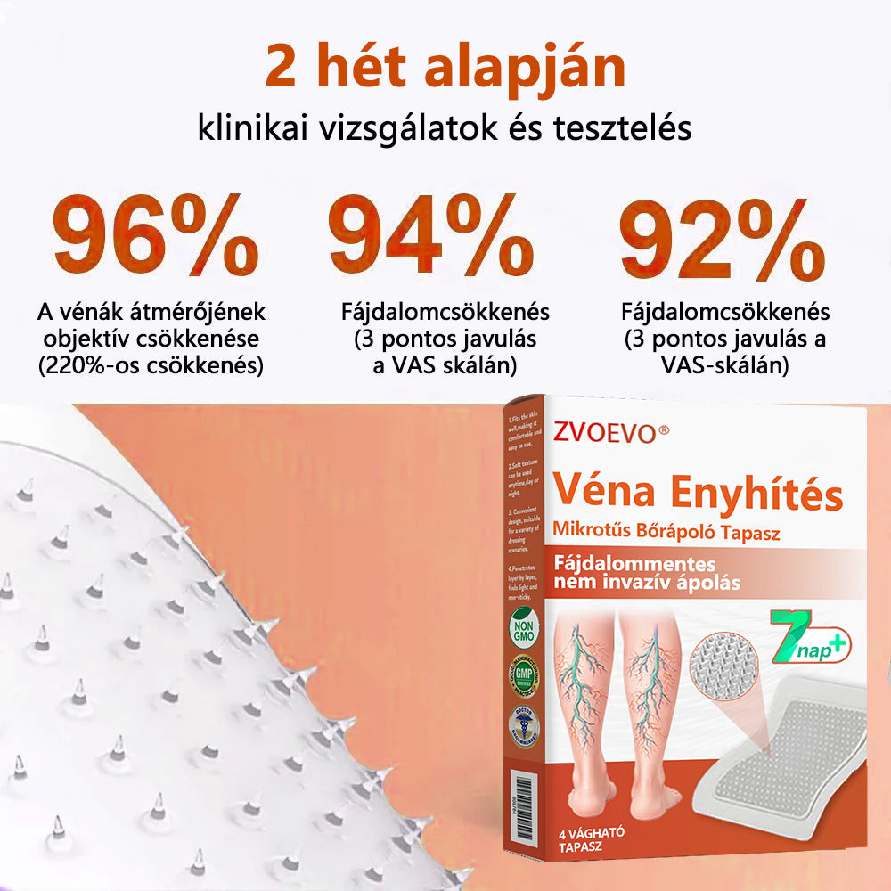 ☘️ Zvoevo® Vein Ease mikro-tűs ápoló tapasz (pókgerincvénák, visszér, duzzanat, fáradt lábak kezelésére)