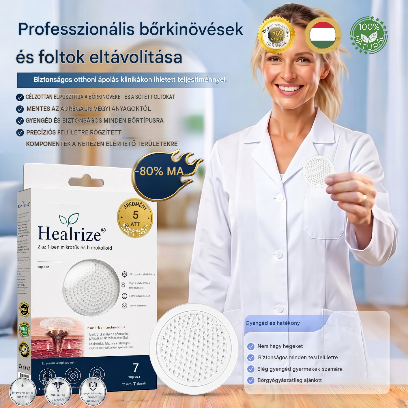 Healrize® 2 az 1-ben mikrotűs hidrogél tapaszok | Eltávolítja a kiemelkedő anyajegyeket, aknét, lapos szemölcsöket és a lágy fibromákat (bőrkinövéseket)🎁